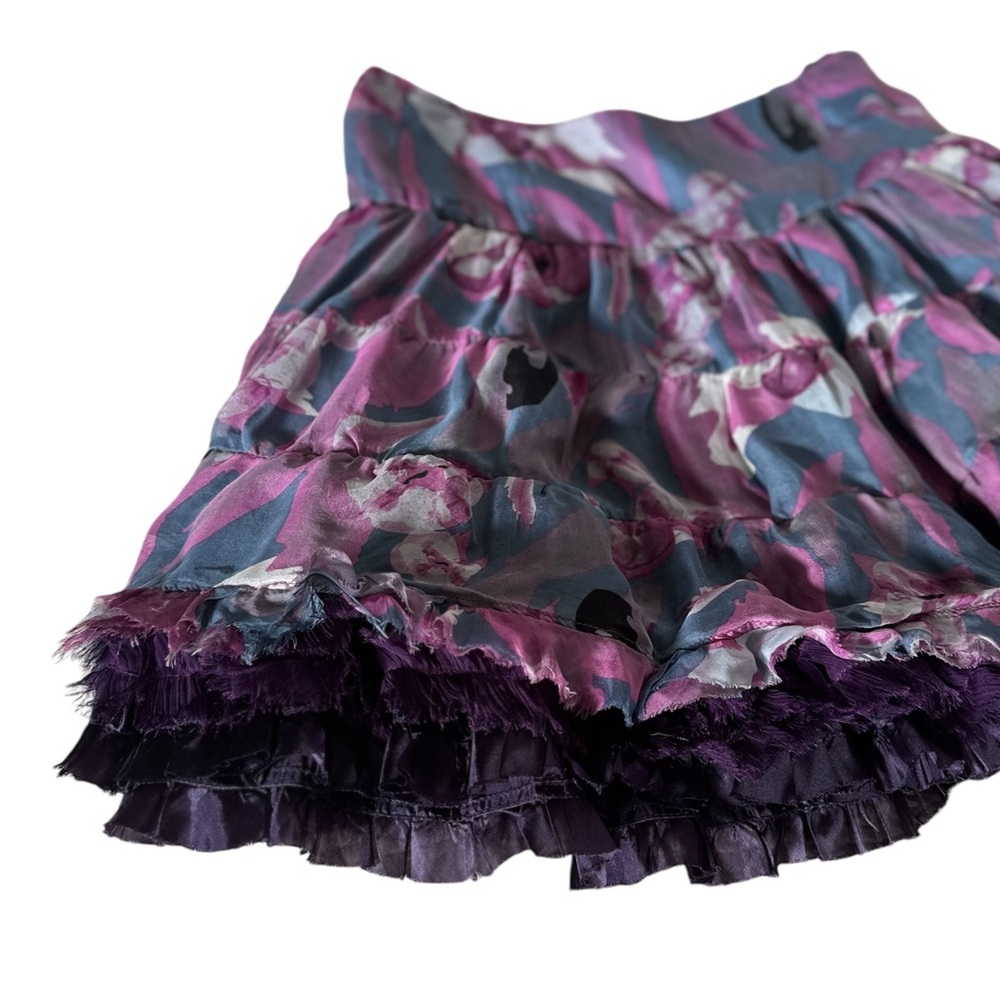 Vintage Silk Floral Purple Skirt - Picture 6 of 9
